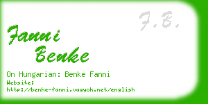 fanni benke business card